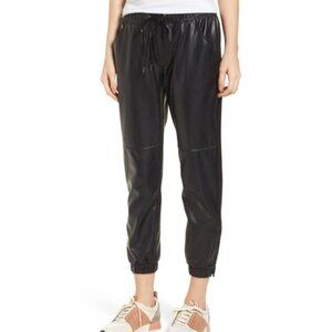 David Lerner Blake Faux Leather Jogger Pants Black Size S